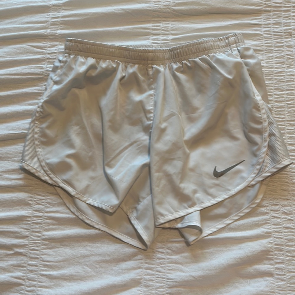White Nike Dri-Fit running shorts